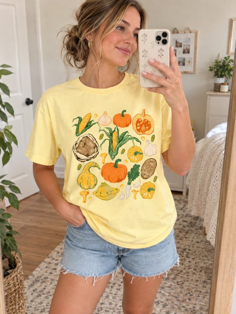 Fall Vibes Veggie T-Shirt | Hand Drawn Vegetable Graphic Tee | Autumn Food Shirt
